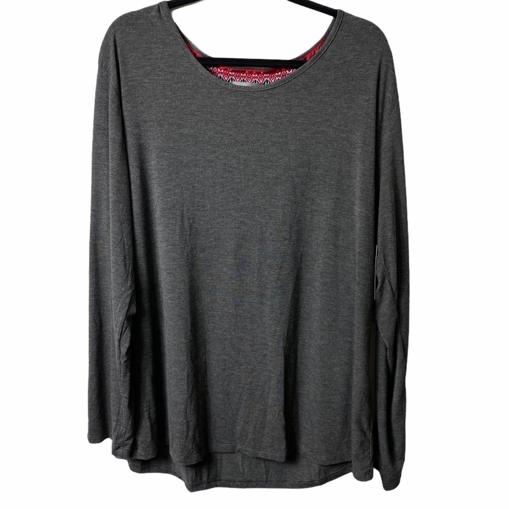 Daisy Fuentes Grey Long Sleeve Women 2X Bl…